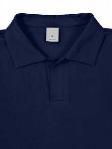 Áo sơ mi nam tay dài cổ polo màu trơn, kiểu dáng cổ điển retro, phù hợp cho mọi mùa, mùa thu. - Xanh đậm - Xem 5