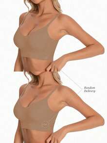 女士无背无缝文胸，夏季无肩带文胸，性感文胸，新娘内衣，3种肩带选择，无缝透气，可调节肩带，轻盈舒适，适合婚礼、正式礼服、吊带裙等场合。 - 咖啡棕 - 查看 9