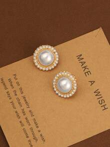 1对精致高端时尚奢华设计优雅宫廷风甜美耳环 - 白色 - 查看 4