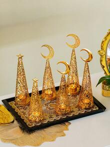 Moon Shaped Candle Holder, Suitable For Tea Lights, Minimalist Design, Luxury Style, Available In Multiple Sizes, Can Be Used As Candlelight Dinner Props, Suitable For Home, Desktop, Office, Holiday And Party Decorations, Also An Excellent Choice For Gifts To Family And Friends, Including Back-To-School Gifts, Souvenirs, Holiday Gifts, Etc. - Multicolor - View 3