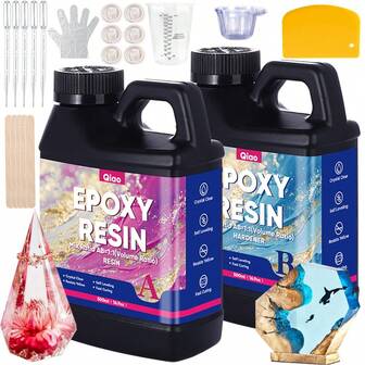 QIAO 1 Set Epoxy Resin, New Formula, Crystal Clear, High Strength, No Bubbles, Anti-Yellowing, Suitable For DIY, Resin Art, Mold Making, Jewelry Making, Easy To Mix At 1:1 Ratio