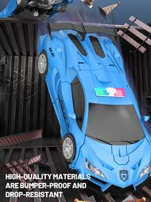 1 pieza Coche robot de control remoto a escala 1:18 de 2.4Ghz con luces, recargable, rotación de 360°, transformación con un solo botón, adecuado para niños y niñas de 3+ años, gran regalo para Navidad, Pascua, Halloween, Año Nuevo, cumpleaños de niños, regalos de fiesta (Azul/Rosa) - Multicolor - Ver 5