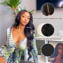 Cabello Liso y Rizado Negro Natural,Peluca Larga para Mujer,Peluca Fibra Negra Resistente al Calor de 26"/66 cm, Adecuada para Fiestas TemáTicas, Cosplay, Sesiones de Fotos, Citas y Más - Cabello rizado - Ver 3