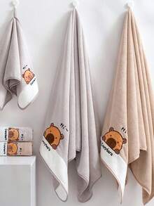 Toalla de baño suave y absorbente de felpa de coral para niños, amigable con la piel - Gris Claro - Ver 4