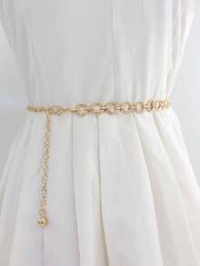 1pc Women Minimalist Fashion Chain Belt, For Decoration Party Halloween Summer, School Fall, Autumn, Halloween - Vàng - Xem 4