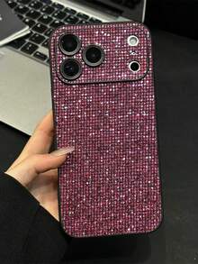 Ốp lưng điện thoại Acrylic màu hồng fuchsia đính đá sang trọng mới, thiết kế thời trang dành cho cả nam và nữ, bảo vệ toàn thân khỏi rơi vỡ và nước, tương thích với iPhone 17, 17 Pro, 17 Pro Max, 17 Air, 14 Pro Max, 13, 12 Pro, 11, 16 Pro Max, 15 Series - Màu Hoa hồng đỏ - Xem 1