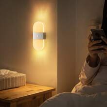 Luz de Parede Moderna com Sensor de Movimento de Cristal, Candeeiro de Parede LED Inteligente com Sensor Acrílico, Luz de Parede LED Sem Fios, Luz Noturna Alimentada por Bateria, Temperatura de Cor e Brilho Ajustáveis, Adequado para Corredor, Casa de Banho, Quarto, Decoração de Casa, Sala de Estar - Multicolorido - Ver 6