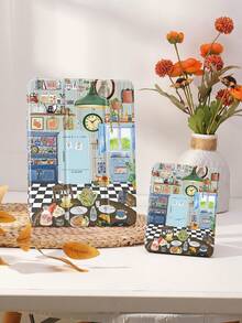 Cute Patchwork Pattern Tablet Protective Case, Suitable Compatible With Ipad 9.7/10.2/10.5/10.9/12.9/Pro 11 (10th Gen), Galaxy Tab S6 Lite 10.4 Inch, Kindle Paperwhite (12th Gen, 2024 Release), Kindle (11th Gen, 2022 Release), Soft Shock-Proof, Smart Stand/Auto Wake/Sleep Function - Multicolor - View 9