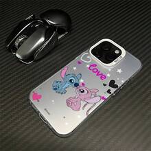 Miniso Disney Lilo & Stitch Phone Case, "Love" Themed Design With Stitch & Angel In Romantic Posefor IPhone 17/17 Pro/17 Pro Max/17 Air/16/15/14/13/12/11/X Series,Iphone 17 Pro Max Case,Iphone 17 Pro Case,Iphone 17 Case,Stocking Stuffers,The Girlfriend,The Chosen,Early Fall Fashion - Pink - View 9