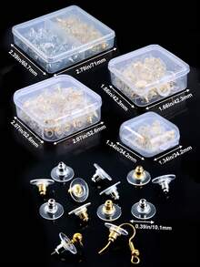 20/50/100pcs Bullet-Shaped Earring Backs, Bullet Clutch Earring Backs For Studs With Pad Rubber Earring Stoppers Pierced Safety Earring Pin Backs DIY Jewelry Making Supplies - Earring Backs - View 3