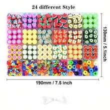 1000 قطعة من طقم صنع أساور من خرز الطين البوليمري، يشمل 18 لون مرمز لموضوع الفاكهة والحلوى DIY، متعدد الألوان (وردي وأزرق وأخضر وأصفر وأحمر وأسود وأبيض وشفاف ولامع وخافت)، خرز مرقم وبحروف، قلب وعين وفم - متعدد الألوان - مشاهدة 2