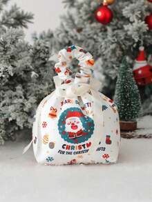 1pc Santa Claus Pattern Gift Bag, Suitable For Gifting, Holding Presents For Family, Friends, Loved Ones During Christmas, Christmas Candy Bag, Christmas Decor, Santa Claus Apple Bag, Gift Bag - Multicolor - View 11