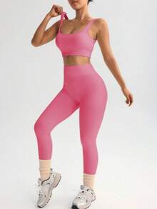 Ribbed Fitness Set - Soft Comfort And Practicality. - Pink - View 4