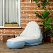 Outsunny Inflatable Sofa With Footrest And Cup Holder, Air Sofa For Camping And Home, White, 125x100x87cm - 1 - View 5
