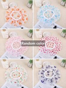 1pc Mixed Pattern Waterproof Shower Cap, Printed Shower Cap, PVC Dustproof Waterproof Shower Head Cover, Thick Reusable Shower Cap, Suitable For Home, Travel, Salon, Beauty Salon And Other Occasions - 1pc-random Color - View 3