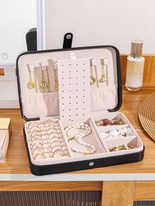 便携式天鹅绒首饰盒，大容量防尘首饰收纳盒，带可拆卸隔板，可收纳耳环、戒指、手镯、项链、珠宝、发饰及其他饰品。适合作为节日或生日礼物送给女友、女孩，也可作为母亲节惊喜礼物。 - 彩色 - 查看 8
