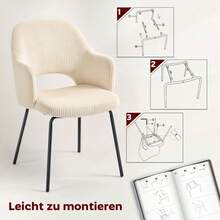 HOMCOM Dining Chair, Cord Cover, Shell Shape, Metal Legs, Foot Cushion, Beige - 1 - 查看 6