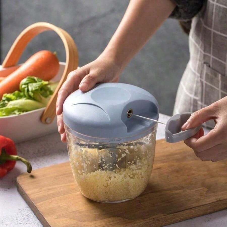 500/900ML Manual Meat Mincer Garlic Chopper Rotate Garlic Press Crusher Vegetable Onion Cutter Kitchen Cooking Accessories - Blue - View 1
