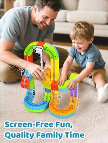 轨道车玩具 - 32/48/88 件套柔性轨道套装，合金轨道车，带电动火车和交通标志，儿童多人竞技 DIY 轨道玩具套装，组装拼接式亲子互动趣味玩具车，适合 3-12 岁男孩女孩，生日派对礼物，圣诞礼物，汽车玩具，男孩玩具，汽车轨道，火车轨道，男孩玩具