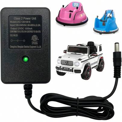 12v Battery Charger For Ride On Toys Bumper Car Charger 12 Volt Charger For Kids Ride On Cars Best Choice Products SUV Powered Wheel Baby Electric Vehicles Class 2 Power Supply Adapter,ETL Listed
