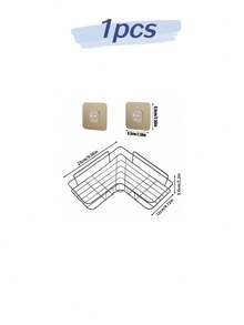 2pcs Corner Shower Caddy - Adhesive Shower Storage Rack, Rust-Proof Stainless Steel Shower Shelf, No Drilling Bathroom Organizer And Storage Rack, Space Saving, Black, Medium Size