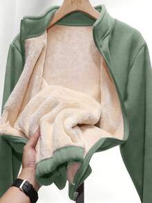 Women's Thermal Lined Jacket, Outdoor Casual Sports Windbreaker, Autumn/Winter - Green - View 1