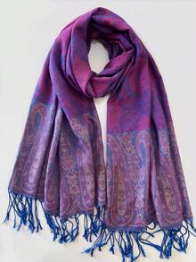 Fashion Women Silk Scarf Luxury Satin Shawl Wraps Pashmina Scarf Abaya - Purple - View 1