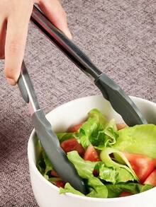 1pc 7"(Nylon)/9"(Silicone) Stainless Steel Kitchen Tongs - Multi-Purpose, Locking Non-Stick Pointed Tip Grill Tongs, Kitchen Food Clip, Heat-Resistant Cooking Tongs For Serving, Grilling, Salad, Baking - Essential Kitchen Tool