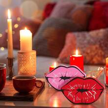 1 pieza/2 piezas Decoración de labios grandes de madera en rojo brillante/rosa suave - Diseño encantador y romántico, tamaño aproximado de 16 x 9 x 1,2 cm, decoración artesanal para el hogar, ideal para la decoración de la mesa/bandeja del Día de San Valentín, decoración para propuestas/fiestas de amor y regalo de aniversario romántico - Multicolor - Ver 7