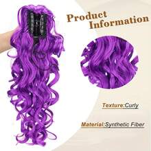 Purple Synthetic Fiber Material Ponytail Wig With A Tight Grip. It Has A Curly, Large Wave Style And Is Suitable For Wearing On Various Occasions Such As Christmas. - Multicolor - View 3