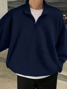 1 st tonårspojkars matchande fleecetröja, enkel och mångsidig, lämplig för höst/vinter - Marinblå - Visa 6