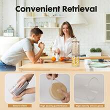 2/4/6pcs Kitchen Food Glass Storage Jars, Candy Jars, Airtight Glass Jars, Coffee Bean Containers, Glass Spice Jars With Bamboo Lids, Kitchen Organizers, Suitable For Kitchen Spices, Coffee, Grains, Candy, Cookies, Pasta, Home Kitchen Tabletop Decor, Stackable, Suitable For Holiday And Wedding Gifts - Clear - View 4