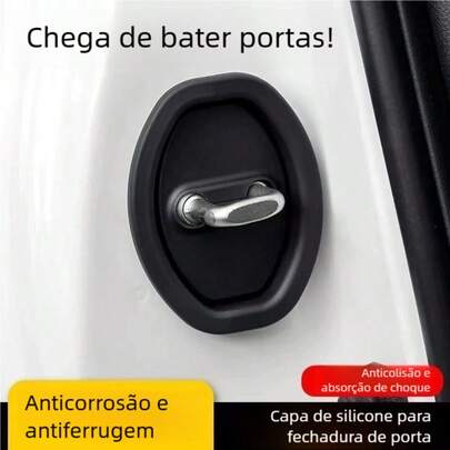 Amortecedor de Fechadura Porta Carro 4 Peças - Borracha Anti Impacto Universal