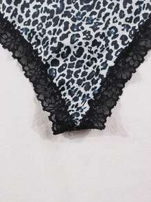 Morvia Leopard Print Lace Trim Sexy Panty - Multicolor - View 5