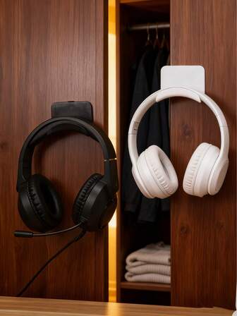 [No Drill Modern Hook Holder] 10pcs Modern Style Wall-Mounted Hook, Plastic Earphone & Hat Holder, Easy Install, No Drill Required, Under Table Display For Gaming Headphones, Contemporary Home & Kitchen Storage Accessory Home Installation Headphone Hook Modern Style Wall-Mounted Hook Plastic Earphone & Hat Holder Suitable For Most Headphones