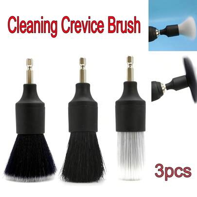 3 PCS New Car Detail Brush Electric Drill Brush Boar Bristle Brush Car Interior Cleaning Crevice Brush
