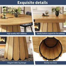 Extendable Dining Table, Kitchen Table, Balcony Table, Wooden Dining Table, Round Table That Extends To Oval, 118-158 Cm, Seats Up To 6, Wood Color - Camel - View 5