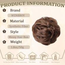 Messy Bun Hair Piece Hair Bun Wavy Curly Scrunchies Chignon Ponytail Hair Extensions Fake Hair Bun Extensions Synthetic Tousled Updo Hairpieces For Women(Medium Chestnut Brown),MediumChestnutBrown - 中栗棕色 - 查看 3