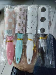 1/4 包装迷你可拆卸粘毛滚筒，便携式除毛器 - 彩色 - 查看 5