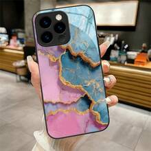 Golden pattern ink patterned white glass phone case. It is suitable for iPhone17, 16promax, 16 15pro, 14 14 Plus/14 Promax, 13 13 Pro, 12Pro, 11/11 Pro, Pro Max and other series. It is very suitable for Halloween, Christmas and Thanksgiving gifts for - Negro - Ver 1