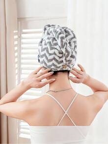 Faixa de cabelo de secagem rápida - Design listrado moderno, toalha de cabelo macia e absorvente para mulheres, roupão de banho em mistura de poliéster premium, essencial para a casa moderna, confortável de usar, toalha com padrão espinha de peixe. - Multicolorido - Ver 7