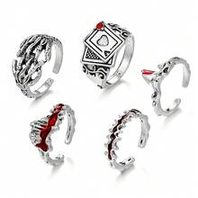 6PCS Skull Snake Geometric Cross Fashion Retro Vintage Personality Temperament High-End Ring Set - Kiểu 3, số 58-2149 - Xem 13