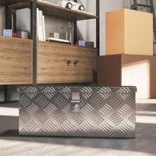 HOMCOM Aluminum Storage Box With Lock And Keys, 50 X 15.5 X 20.5