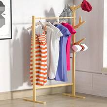 2-In-1 Wooden Coat Stand | Bamboo Display Rack With 8 Hooks | Versatile Hallway Clothes Hanger | Free-Standing Jacket, Hat & Handbag Organiser - Default - View 2
