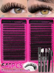 640/544 Cụm lông mi giả riêng lẻ, 9-16mm D Curl 10D + 20D / 30D + 40D / 50D + 60D / 80D + 100D Sách mi dung lượng lớn, Bộ nối mi mỏng và tự nhiên, Cụm mi có keo dán mi, Cọ mi và nhíp, Thân thiện với người mới bắt đầu, Thích hợp cho gia đình, du lịch, tiệc tùng và làm quà tặng Giáng sinh - Màu Hoa hồng đỏ - Xem 3