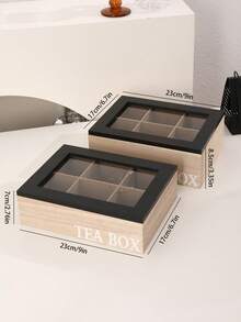 1个木制茶叶盒，多种尺寸可选，茶包分隔收纳盒，咖啡包多用途收纳盒，带透明翻盖