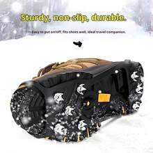 户外冰雪防滑鞋套，五齿冰爪，冬季鞋钉，通用型，超弹力，攀登雪山和冰面防滑神器 - 黑色 - 查看 5