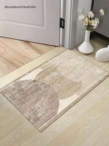 1pc Modern Minimalist Geometric Circle Line Pattern Carpet, Home Decor Rug, Ins Style Rug, Hallway Rug, Long Rug, Suitable For Living Room, Hallway, Bedroom, Kitchen, Entryway, Indoor, Closet, Backyard, Durable And Easy To Clean, Soft And Comfortable Rug, Artistic Bedside Rug, Living Room Welcome Mat