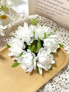 1件装女士新款纯色仿菊花雏菊发圈，适合海滩、夏威夷度假、日常佩戴、丸子头造型、节日、派对、送礼，可作马尾辫发圈、发绳、发圈、发圈、发绳、弹性发带、头饰、发圈、美容家居发饰 - 彩色 - 查看 7