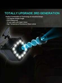 12 LED HD CCD Car Backup Camera, Front & Rear View Camera, Night Vision Wide Angle For Cars, RVs, Parking Monitor